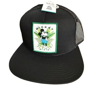 Disney Neff Mickey Mouse Tropical Patch Trucker Hat Black Snapback RV19H0002